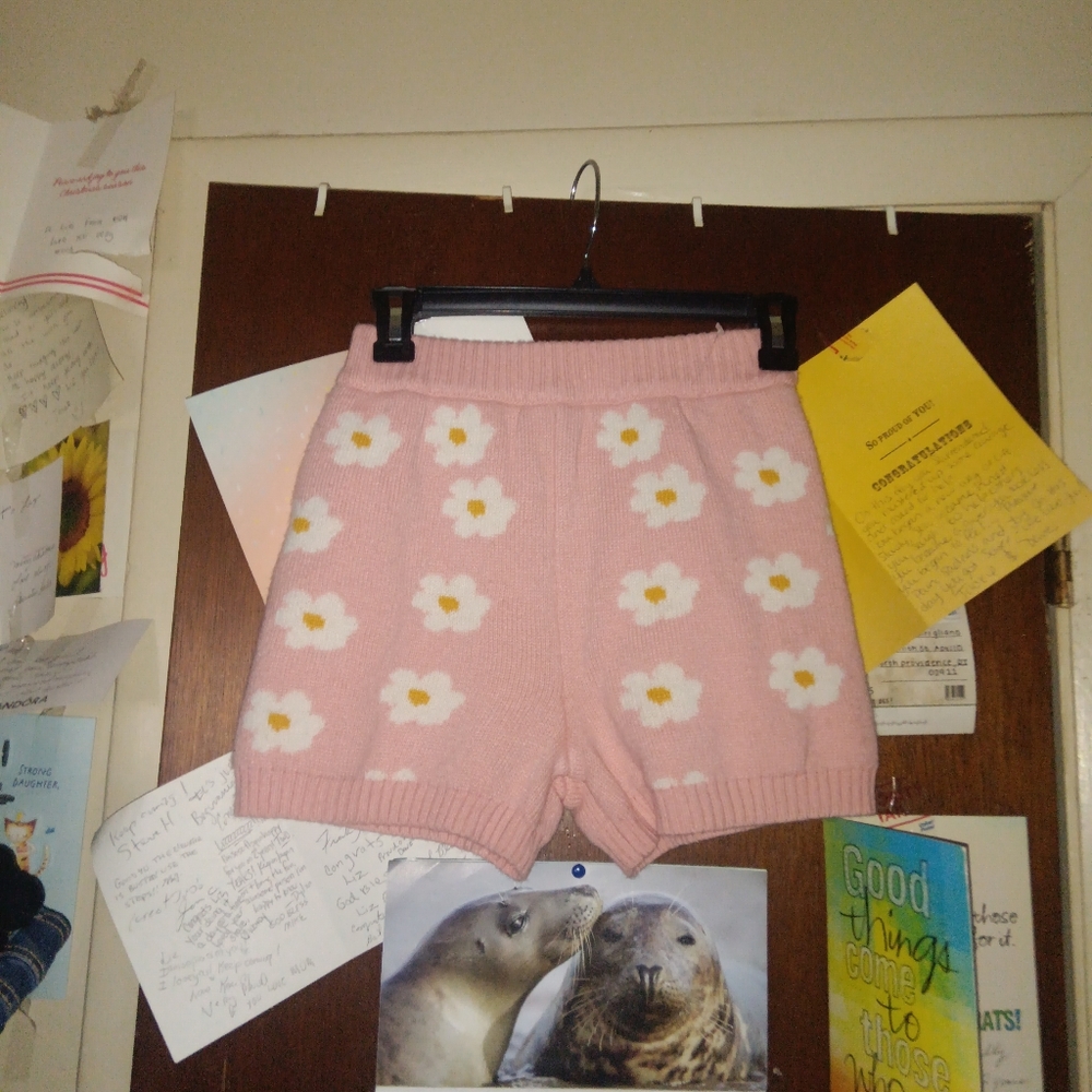 Altar'd State Pink Floral High Waist Shorts
